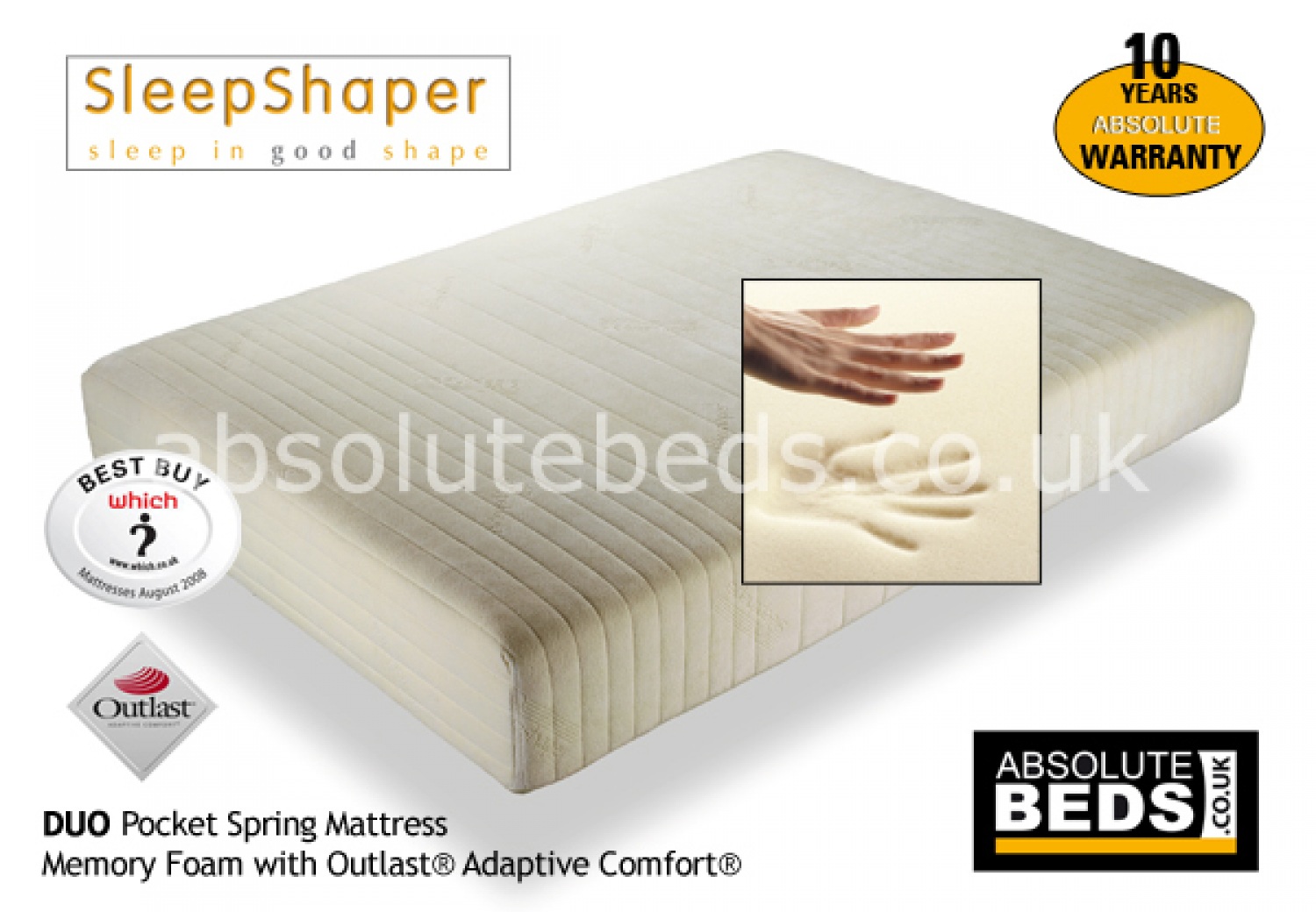 sleepshaper duo pocket spring & memory foam mattress with outlast? adaptive comfort? image