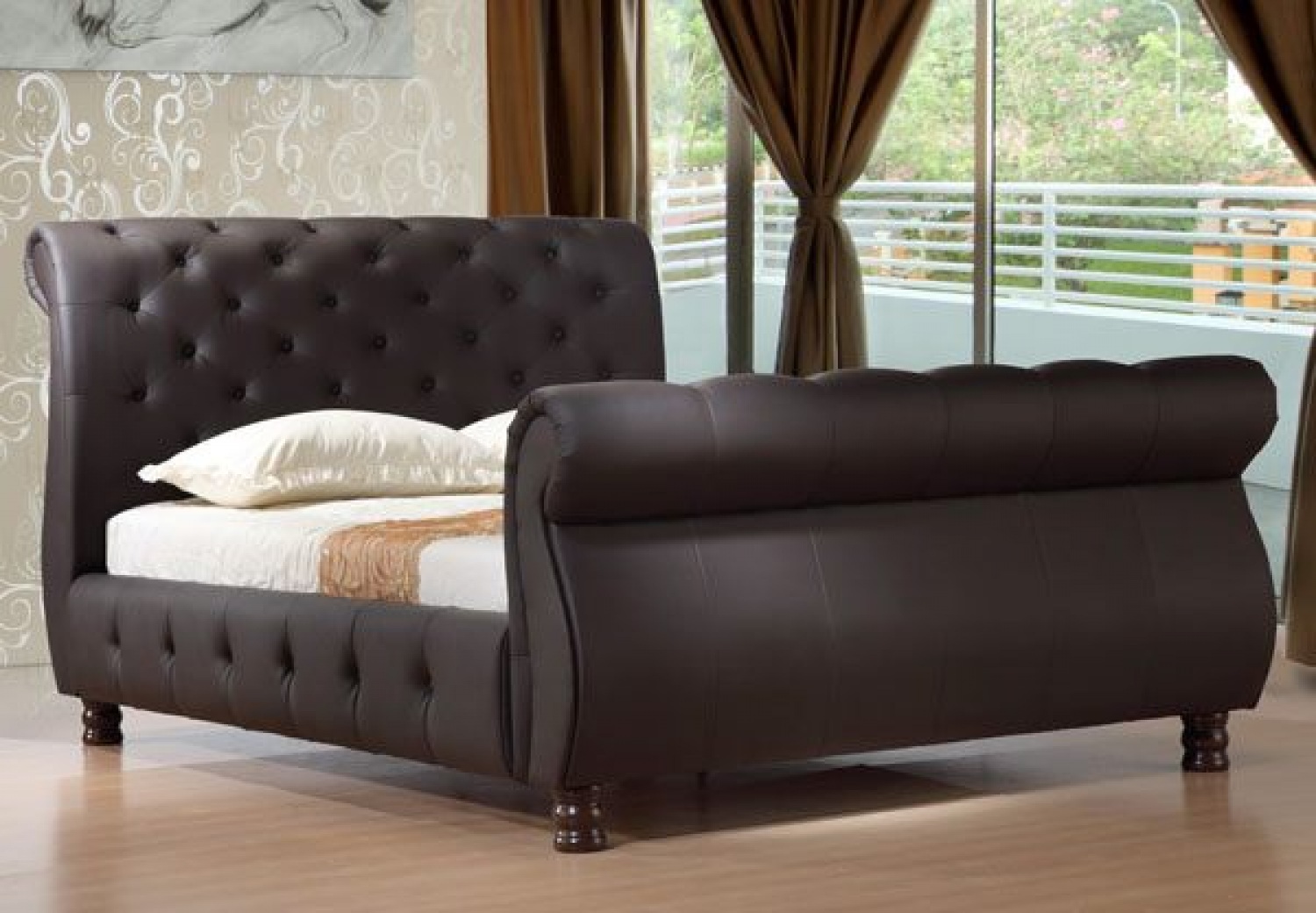 birlea canterbury leather sleigh bed frame. -Absolute Beds  provide Divan Beds with clever storage Solutions. Mattresses, bases, Headboards sold separately. image
