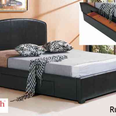 joseph ruby faux leather bedstead with drawers