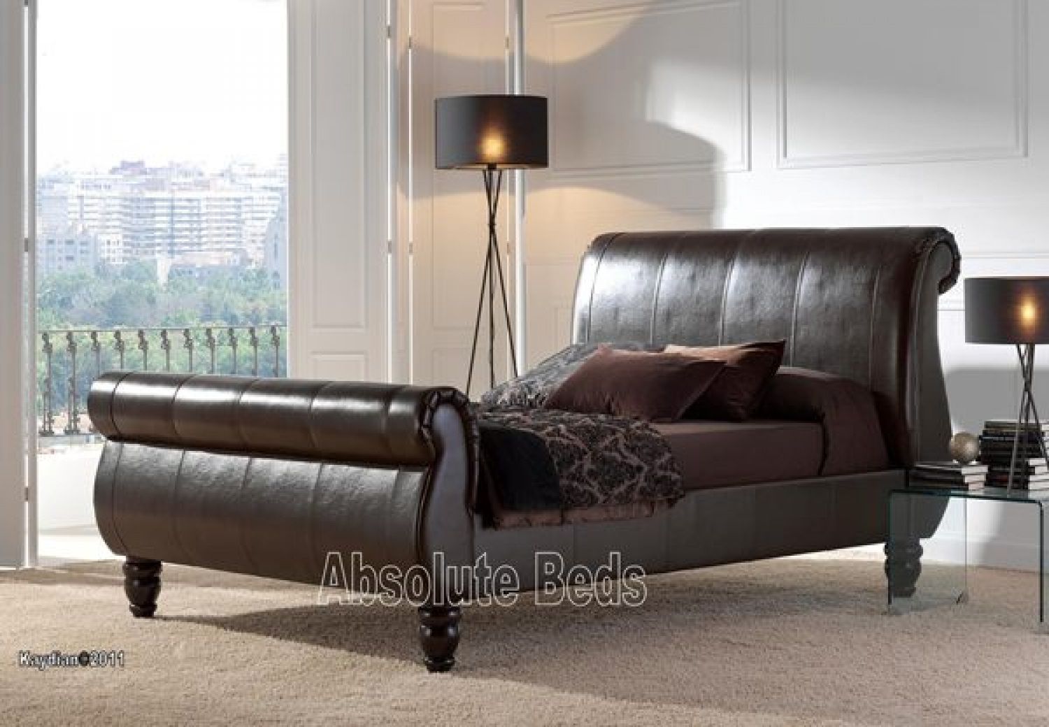 Kaydian Verona Leather Sleigh Bed Frame image