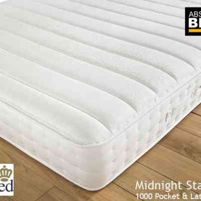 rest assured midnight star 1000 pocket and latex mattress, The mattress is non turn for easy care Ibiza Spain, Mattress cover is quilted made from soft knitted 