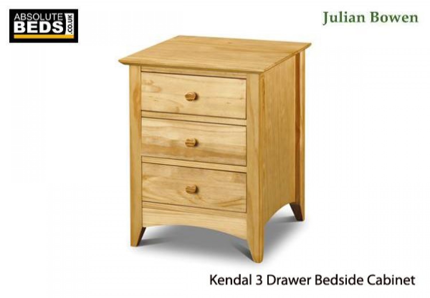 julian bowen kendal 3 drawer bedside cabinet image