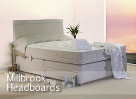 Millbrook Headboards available as stylish full depth or standard in wide choice of colours and fabrics